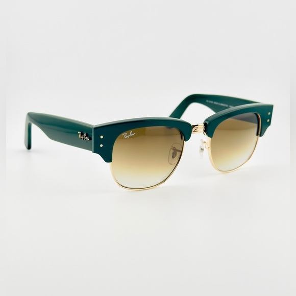 Ray-Ban Mega Clubmaster Sunglasses RB0316-S Polished Green and Gold Frame UNISEX - Picture 2 of 12